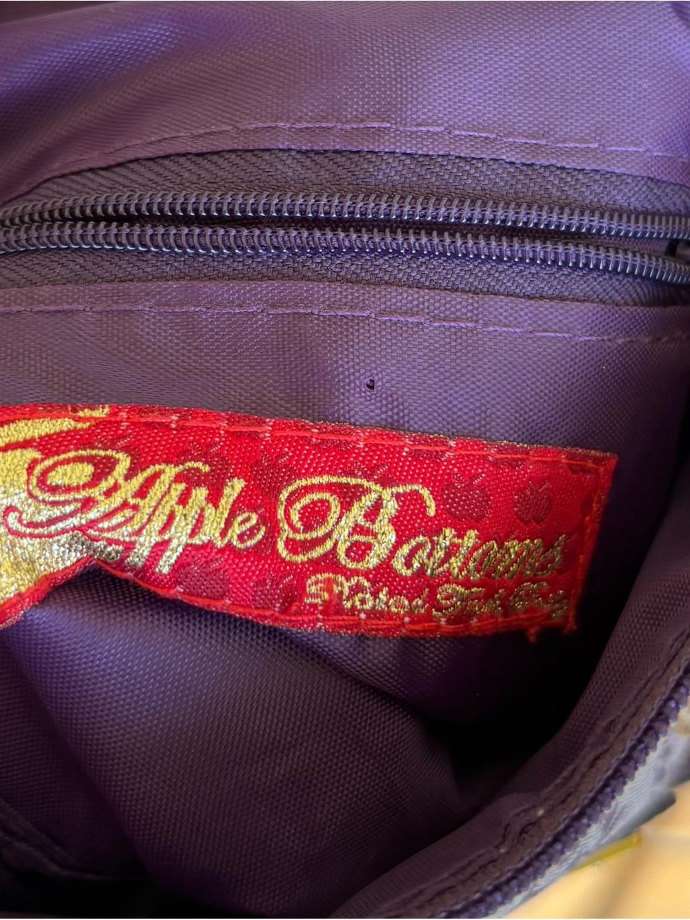 VTG Y2K Apple Bottoms Purple monogram barrel bag satchel croc trim EUC - Picture 6 of 6